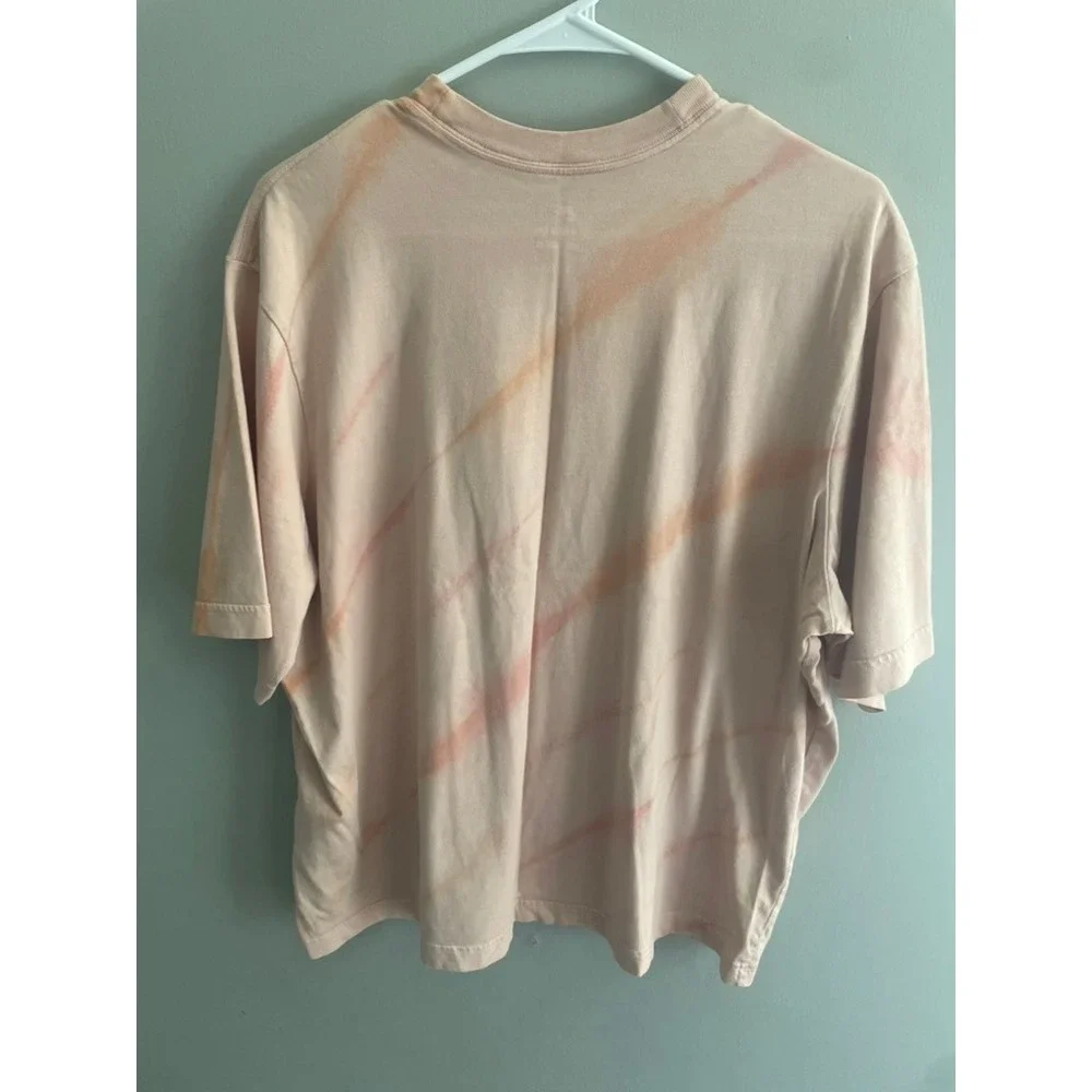 Nike Loose Fit Tie Dye Graphic Tee Pink Peach Just Do It Cotton T-Shirt L